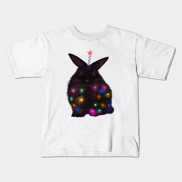 Christmas black rabbit Kids T-Shirt by kodamorkovkart